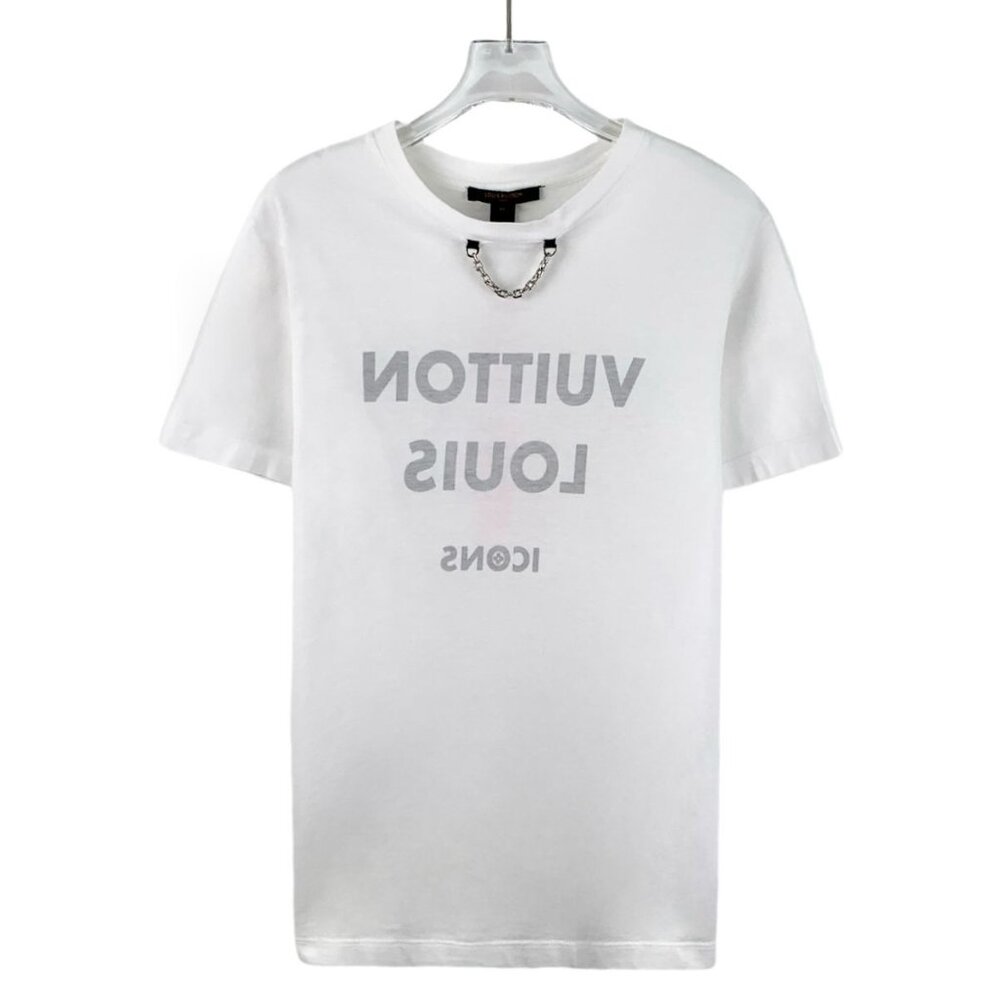 Louis Vuitton White Printed Cotton Round-Neck Short-Sleeve T-Shirt M Size Made I